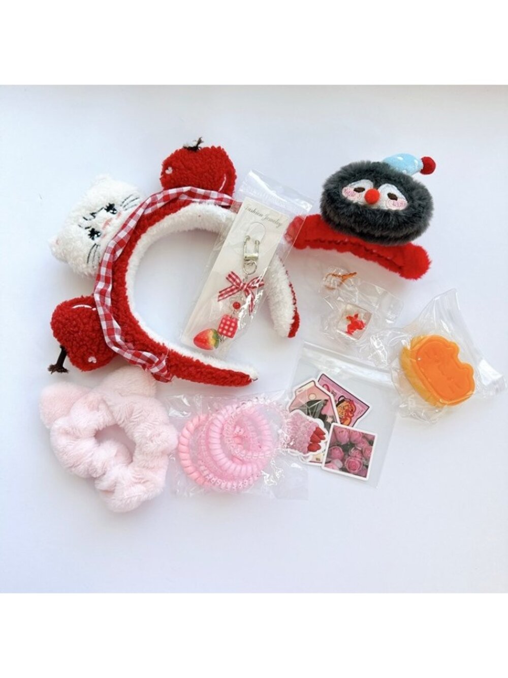 Girly Red Pink Gift Set Bundle Bag – Kawaii Cute Accessories 8pc